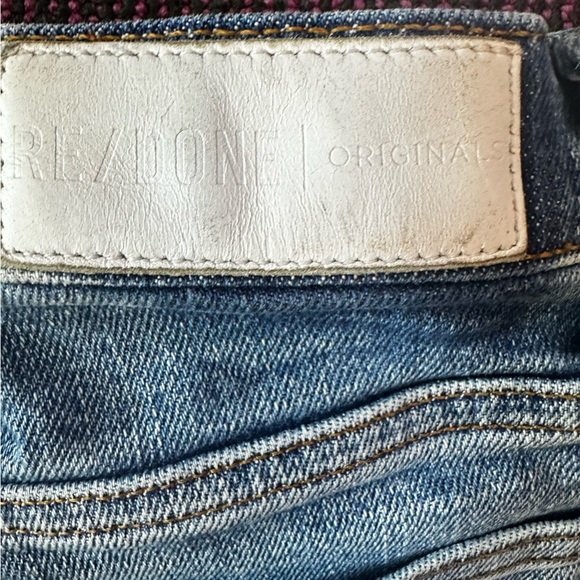 Re/Done Originals Comfort Stretch High Rise Distressed Raw Hem Straight Jeans 27 - Picture 6 of 10